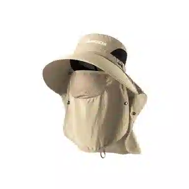 稻草人 夏季户外登山钓鱼遮阳面罩护颈一体太阳帽 大檐防紫外线 休闲百搭 涤纶 防晒帽 男女同款情侣款