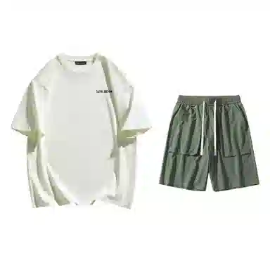 大卫贝肯 美式高街基础短袖上衣简约宽松短裤休闲运动套装 男女同款