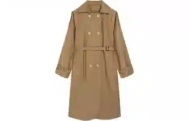 冰淇淋与鲸 纯色休闲长款翻领长袖风衣 女款