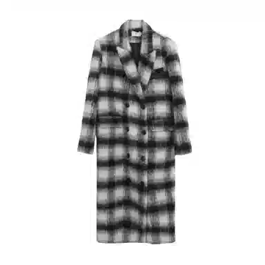 木清清 高级感长款格子大衣 女款 黑白格