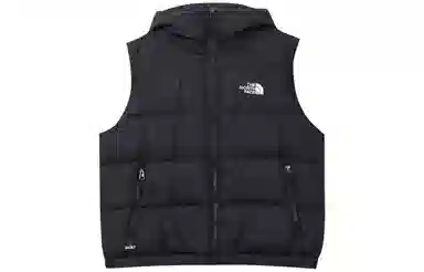 The North Face Logo Print Zip Hoodie Vest Black