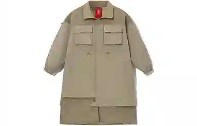 中国李宁 运动篮球系列 保暖宽松中长款棉服 冬季 女款 中卡其   