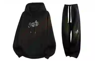 王者荣耀 澜款美式复古连帽套头上衣字母印花百搭直筒抽绳长裤卫衣长袖搭配宽松阔腿卫裤潮流潮牌学院风休闲运动套装 男女同款