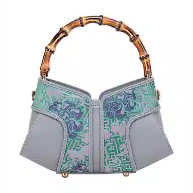 上海故事 新中式宋锦提花 桑蚕丝 手提包 中号 女款 靛彩蓝