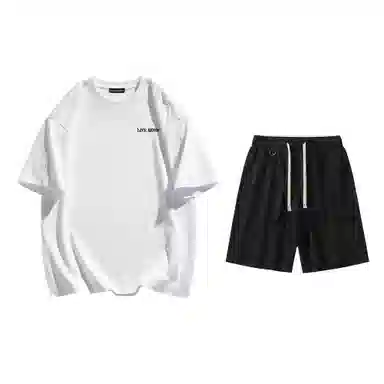 大卫贝肯 美式高街基础短袖上衣简约宽松短裤休闲运动套装 男女同款