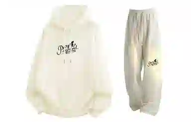 王者荣耀 澜款美式复古连帽套头上衣字母印花百搭直筒抽绳长裤卫衣长袖搭配宽松阔腿卫裤潮流潮牌学院风休闲运动套装 男女同款