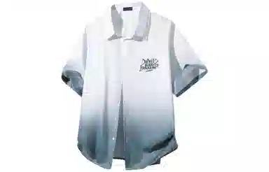 大卫贝肯 美式复古字母设计宽松休闲纯色百搭渐变透气垂感落肩短袖衬衫 男女同款