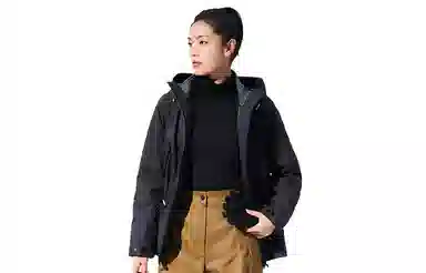 探路者 纯色连帽拉链可拆卸冲锋衣 女款
