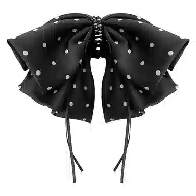 蒙妮 蝴蝶结波点飘带抓夹 亚克力/布艺 发夹 女款