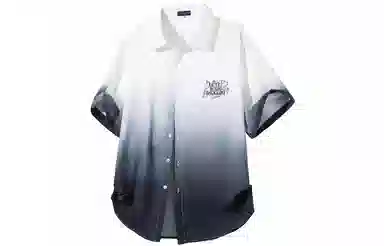 大卫贝肯 美式复古字母设计宽松休闲纯色百搭渐变透气垂感落肩短袖衬衫 男女同款