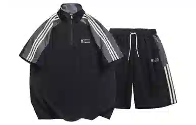 王者荣耀 鲁班七号 反光银标速干拼接立领上衣短袖五分短裤轻薄透气宽松潮牌凉感舒适百搭户外休闲运动套装 男女同款