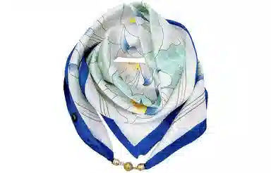 优幽兰 百搭洋气磁吸扣高级感花卉四季通用优雅气质减龄高档时尚护颈围脖高级感 丝巾 女款