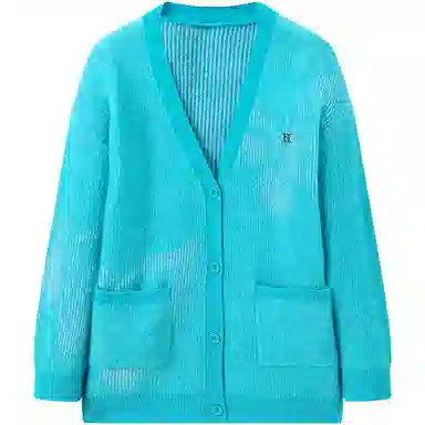 Peacebird V-Neck Wool Knit Pullover Peacock Blue