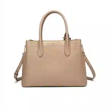 稻草人 时尚高级感鳄鱼纹 聚氨酯 单肩手提包 常规 女款 黑色/杏色