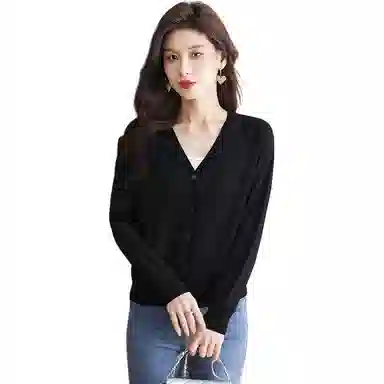 恒源祥 休闲洋气百搭显瘦纯色开衫长袖针织衫 女款