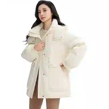 鸭鸭 保暖时尚百搭潮流舒适连帽长袖羽绒服 女款