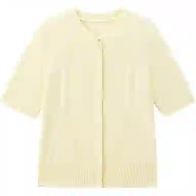 太平鸟 纯色珠片镂空圆领短袖针织衫 女款