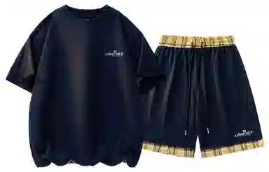 王者荣耀 鲁班七号星空梦想款美式复古下摆拼接基础款设计宽松短袖短裤两件套氛围感百搭简约休闲运动套装 男女同款