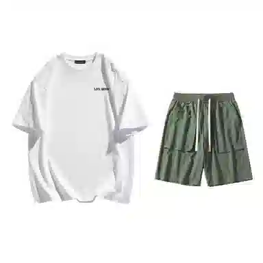 大卫贝肯 美式高街基础短袖上衣简约宽松短裤休闲运动套装 男女同款