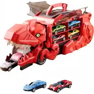 安可托 超大霸王龙吞食变形轨道车 弹射合金小汽车 早教益智玩具