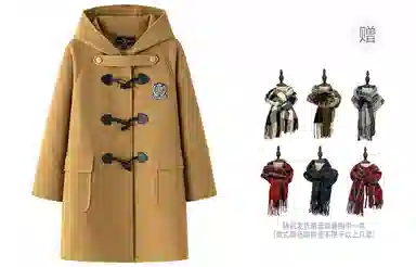 东鲸岁时记 学院风牛角扣连帽休闲长袖大衣 女款 驼色