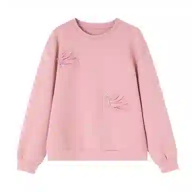 【dme】 纯色时尚简约圆领休闲立体蝴蝶贴布钉珠上衣宽松好搭长袖卫衣 女款