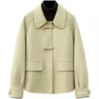 她池 简约休闲宽松大衣 女款 浅绿色