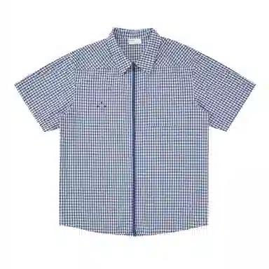 FPA Urban Sports Blue Plaid Embroidered Logo Shirt
