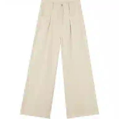 【dme】 纯色宽松拉链直筒休闲裤 女款 杏色