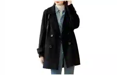 【dme】 纯色双排扣双面呢长袖大衣 女款