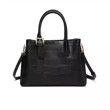 稻草人 时尚高级感鳄鱼纹 聚氨酯 单肩手提包 常规 女款 黑色/杏色