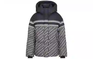 DIOR Striped Logo Hoodie Cotton Jacket Blue