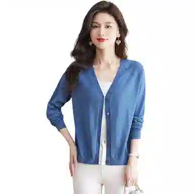 恒源祥 休闲洋气百搭显瘦纯色开衫长袖针织衫 女款