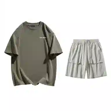 大卫贝肯 美式高街基础短袖上衣简约宽松短裤休闲运动套装 男女同款