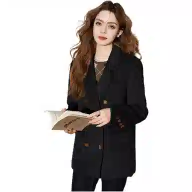 法文箱子 简约纯色双排扣长袖羽绒服 女款