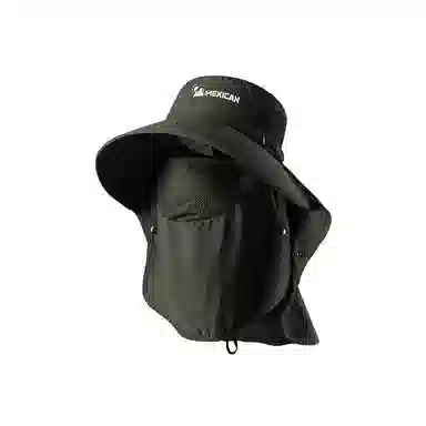 稻草人 夏季户外登山钓鱼遮阳面罩护颈一体太阳帽 大檐防紫外线 休闲百搭 涤纶 防晒帽 男女同款情侣款