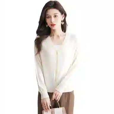 恒源祥 休闲洋气百搭显瘦纯色开衫长袖针织衫 女款