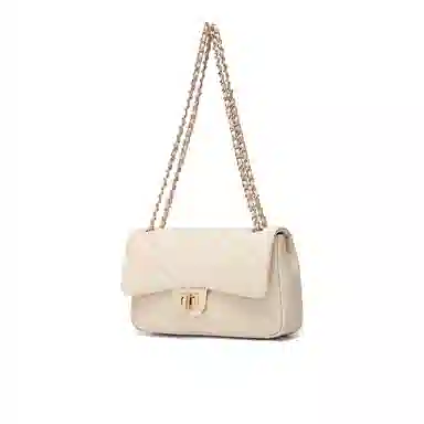 稻草人 时尚小众设计高级感车缝花朵通铺休闲百搭锁扣开合 人造革 链条斜挎单肩包 女款 多色