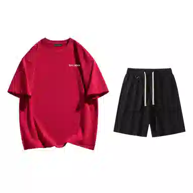 大卫贝肯 美式高街基础短袖上衣简约宽松短裤休闲运动套装 男女同款