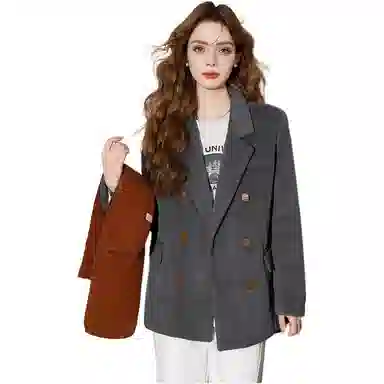 法文箱子 简约纯色双排扣长袖羽绒服 女款