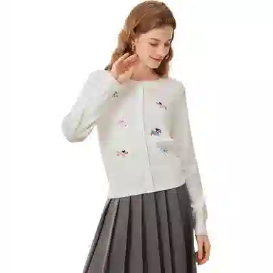 爱依服 休闲时尚简约法式针织衫 女款 白