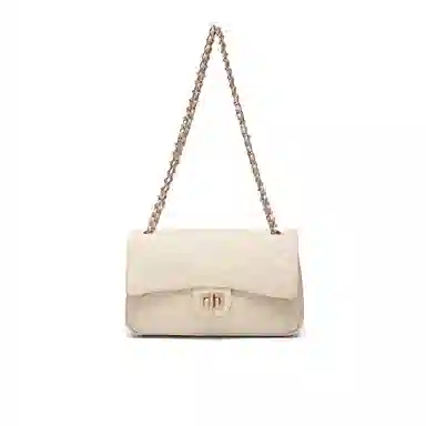 稻草人 时尚小众设计高级感车缝花朵通铺休闲百搭锁扣开合 人造革 链条斜挎单肩包 女款 多色