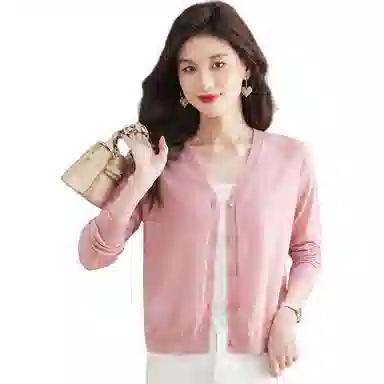 恒源祥 休闲洋气百搭显瘦纯色开衫长袖针织衫 女款