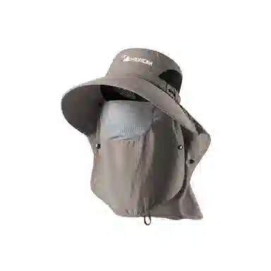 稻草人 夏季户外登山钓鱼遮阳面罩护颈一体太阳帽 大檐防紫外线 休闲百搭 涤纶 防晒帽 男女同款情侣款