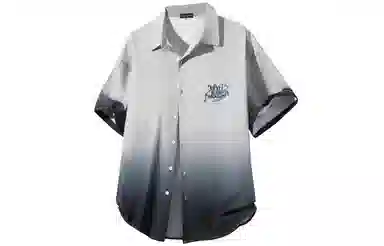 大卫贝肯 美式复古字母设计宽松休闲纯色百搭渐变透气垂感落肩短袖衬衫 男女同款