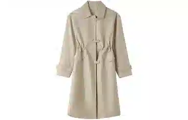 恒源祥 中长款设计感抽绳收腰风衣 女款