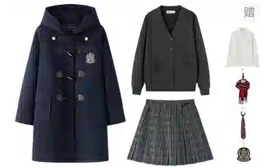 东鲸岁时记 休闲外套学院风徽章纯色连帽牛角扣直筒呢子加厚防寒夹棉大衣 女款