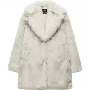 ZARA Lapel Long Sleeve Coat Natural