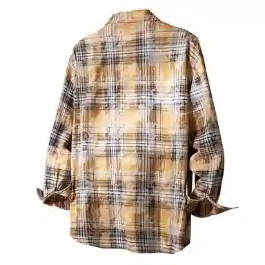 红蜻蜓 美式复古格子高街设计感高级宽松休闲百搭日常通勤潮流时尚简约长袖衬衫 男女同款