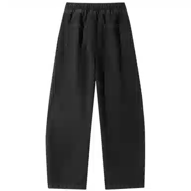 加菲猫家族 美式高街松紧系带中腰复古水洗宽松做旧阔腿垂感舒适休闲百搭牛仔裤 男女同款